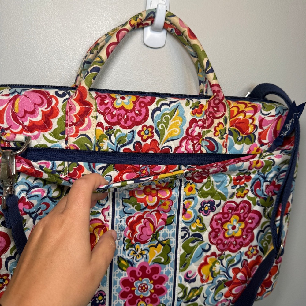 Vera Bradley Hope Garden Floral Quilted Laptop Messenger Bag Crossbody Tech Case - Picture 2 of 10